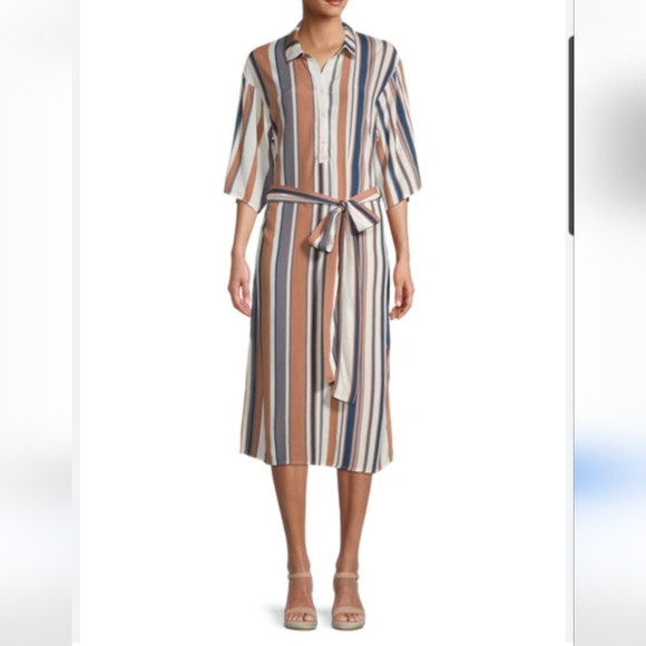 The Dress Forum Striped Midi Summer Classic Vacation Resort Elbow Sleeves Medium - Picture 13 of 13